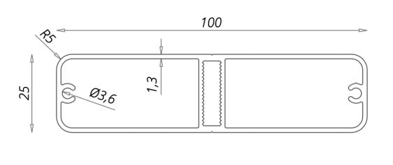 Aluminium handrail 100x25mm, RAL7016 rough mat