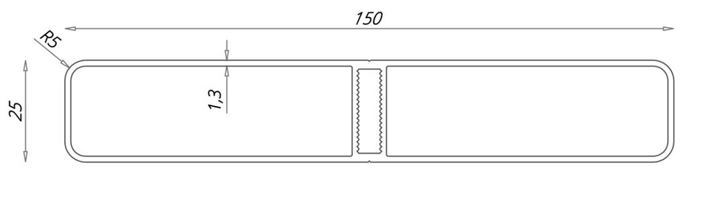 Aluminium handrail 150x25mm, RAL - customer request