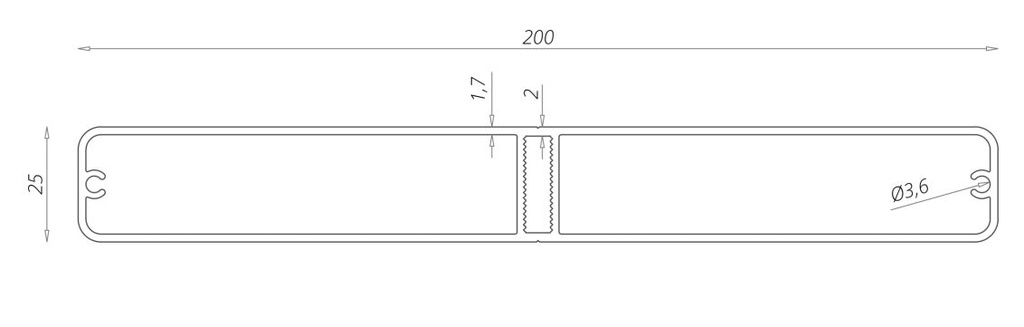 Aluminium handrail 200x25mm, RAL - customer request